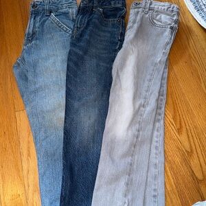 Set of Three Denim Jeans in Blue and Gray